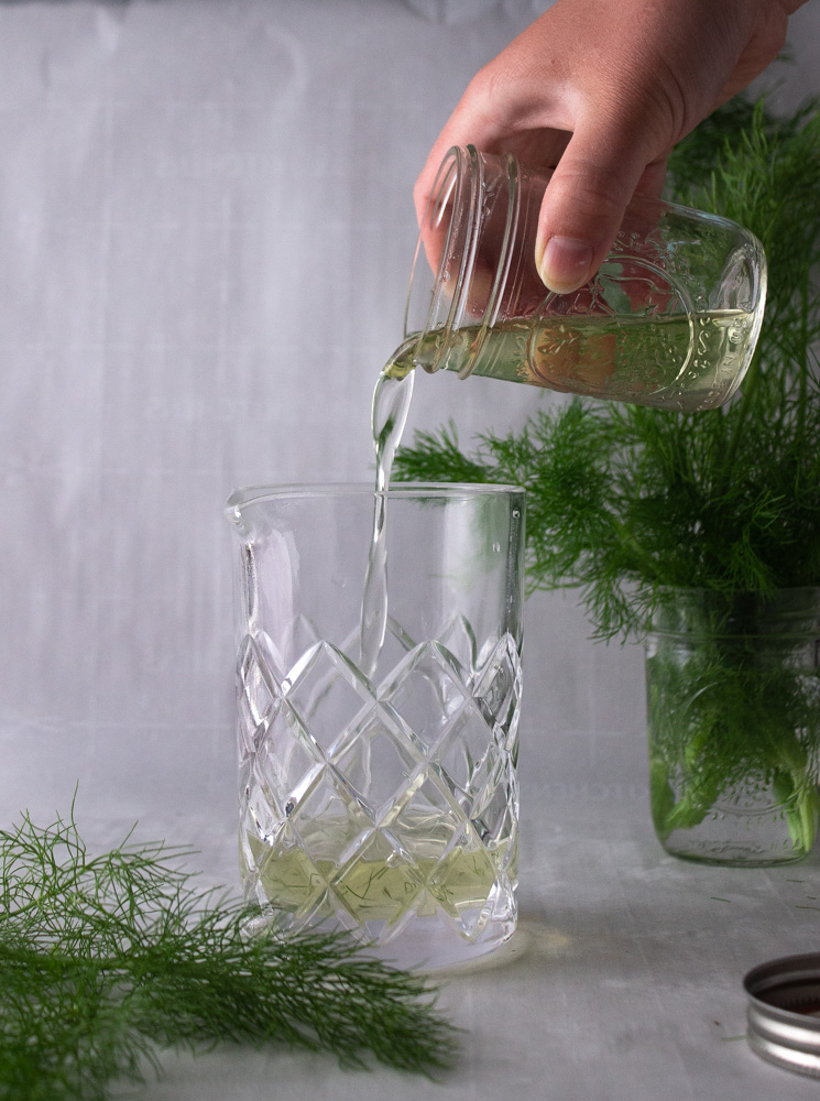 Pouring fennel syrup
