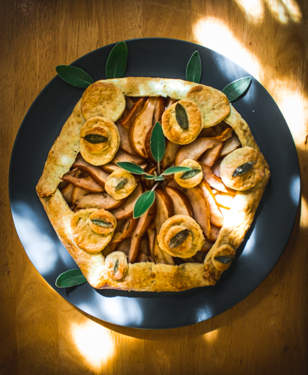 Fancy edges olive oil crust pear galette