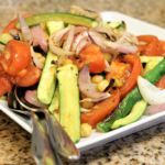 Roasted Vegetables and Chickpeas with Pita