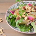 Watermelon radish salad side view