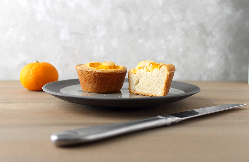 Mandarin ginger mochi on a grey plate