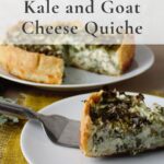 Kale and goat cheese quiche with text