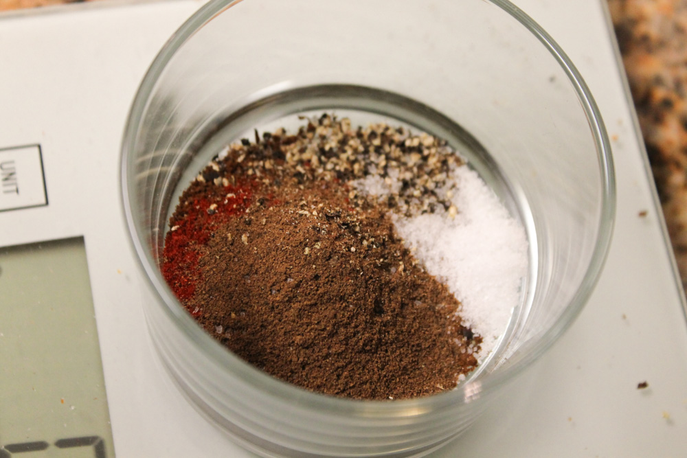 Spices being weighed