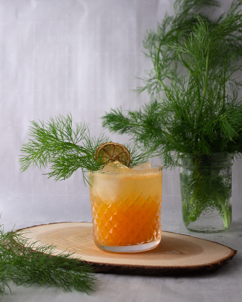 Mandarin, fennel, ginger cocktail with fennel 