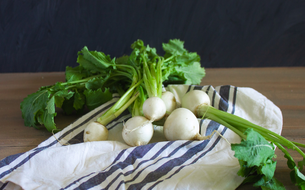 Fresh turnips with greens