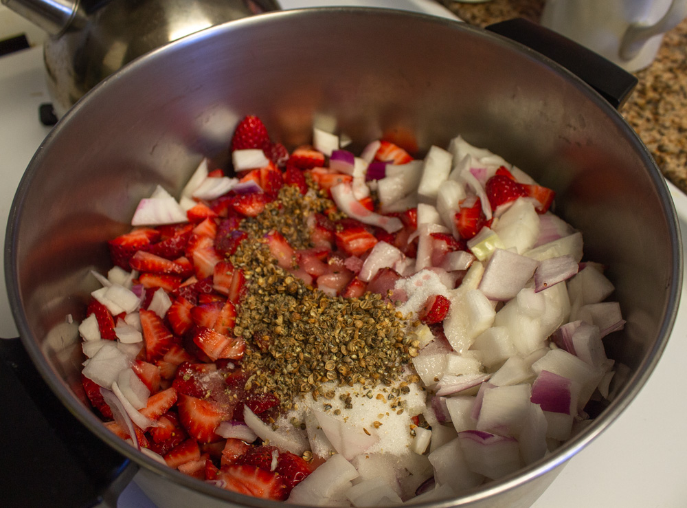 All ingredients in pot before cooking