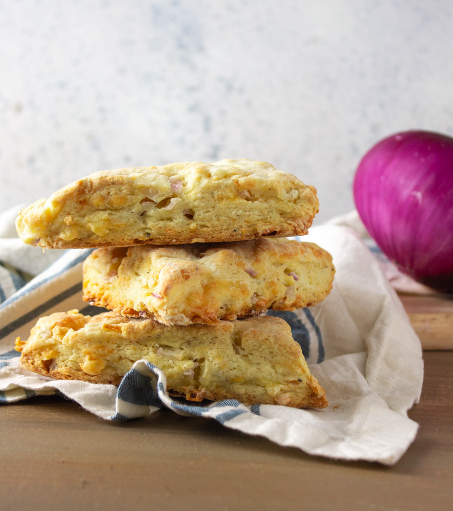 Side view of 3 stacked scones