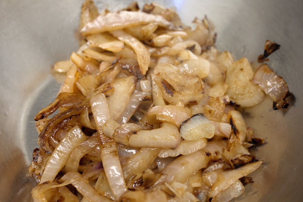 Caramelized onions in the pan