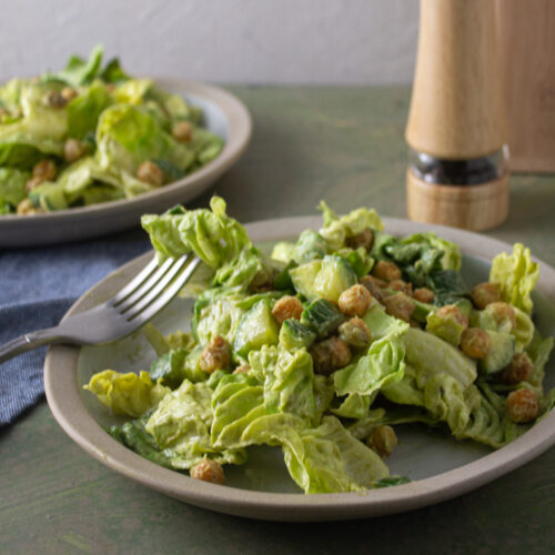 Summer Salad with Avocado Dressing and Crispy Chickpeas