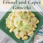 GNocchi with fennel cream sauce on green plate