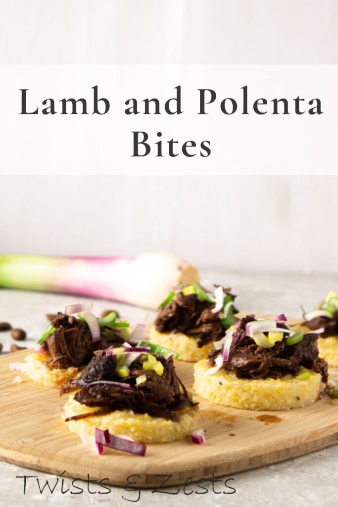 Side view lamb and polenta bites