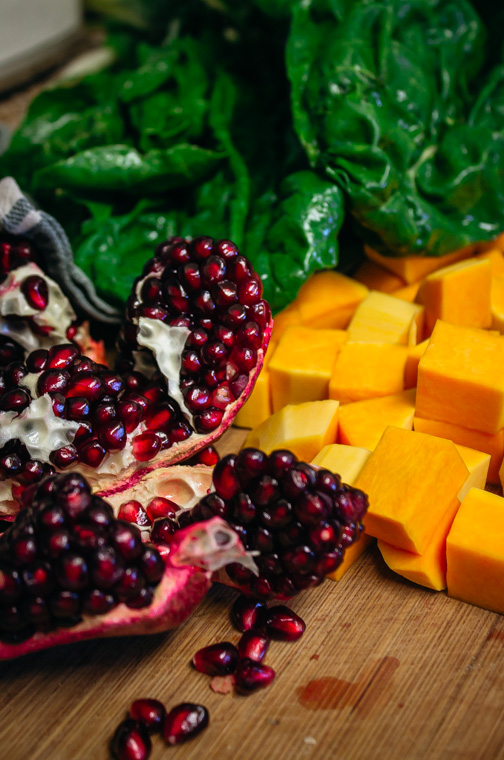 Pomegranate, chard and butternut squash