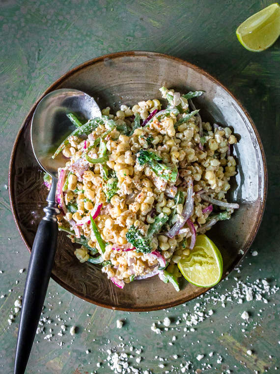 Mexican corn elote salad