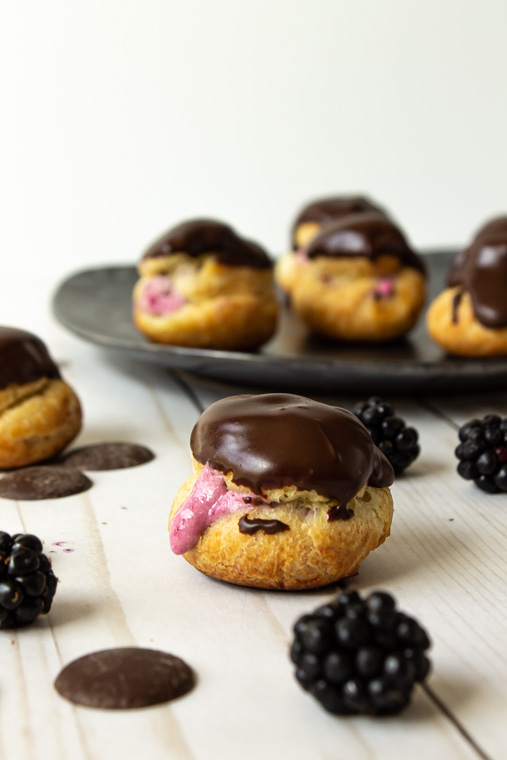 Blackberry cream puffs