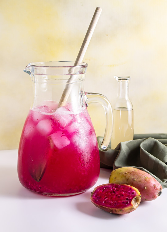 Prickly pear party punch in pitcher